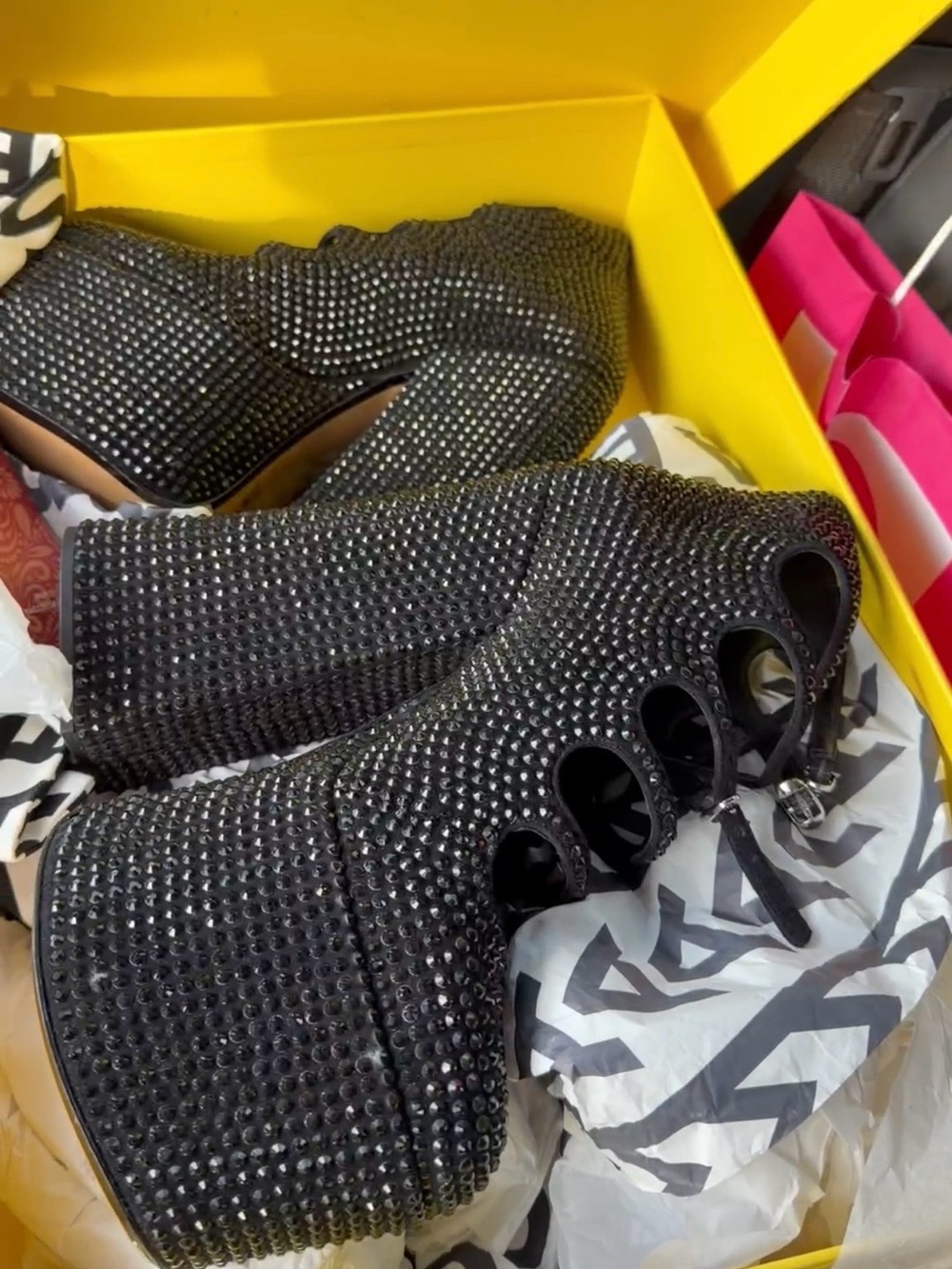 Marc Jacobs Black Crystal Platform Booties